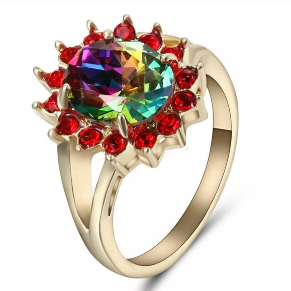 New Rainbow Mystic Topaz Gold Ring. - Picture 1 of 2